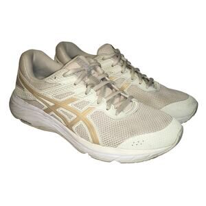 ASICS Gel Contend 6 Running Sneaker Womens 10.5 Birch White Tan Shoe Athletic